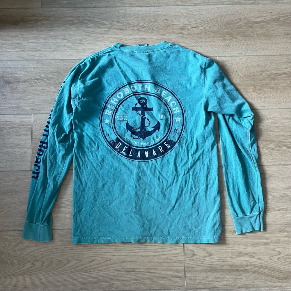 Comfort Colors Rehoboth Beach Delaware Teal Long Sleeve Shirt